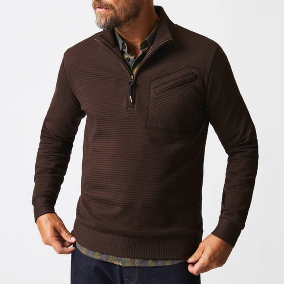 Billy Reid Other - Billy Reid Quilted Half Zip in Chocolate